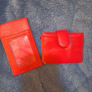 Buxton Pink Leather Wallet and Card Holder Set